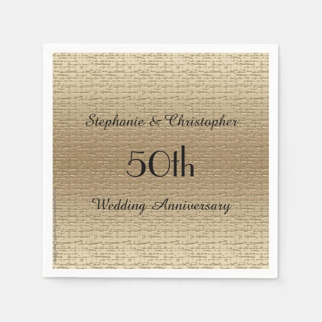 Gold Golden 50th Anniversary Party Paper Napkin (Front)