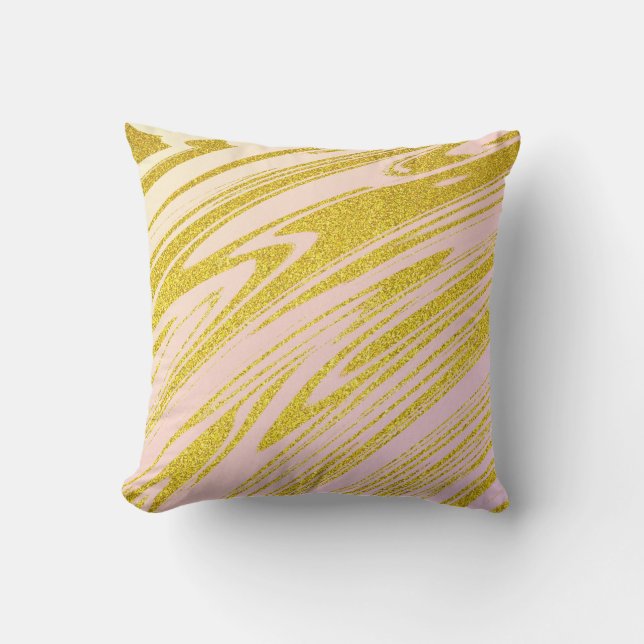 Gold Golden Glitter Pink Ivory Ombre Abstract Cute Cushion (Front)