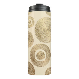 Gold Golden, hand drawn pattern with circles. Abst Thermal Tumbler