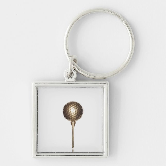 Gold golf ball and tee key ring (Front)