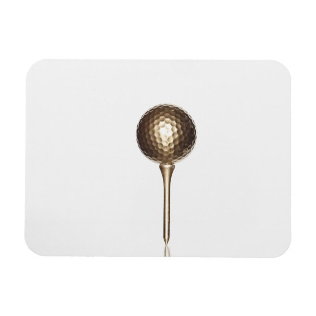 Gold golf ball and tee magnet (Horizontal)