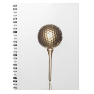 Gold golf ball and tee notebook