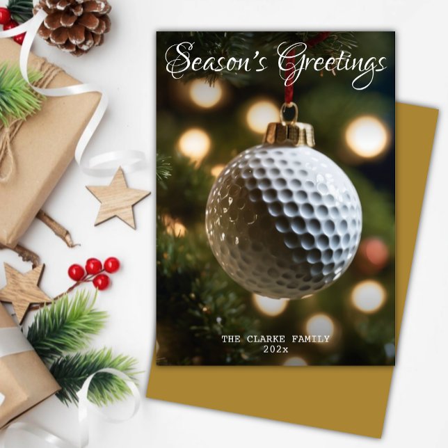 Gold Golf Season's Greetings Christmas Holiday Card (Creator Uploaded)