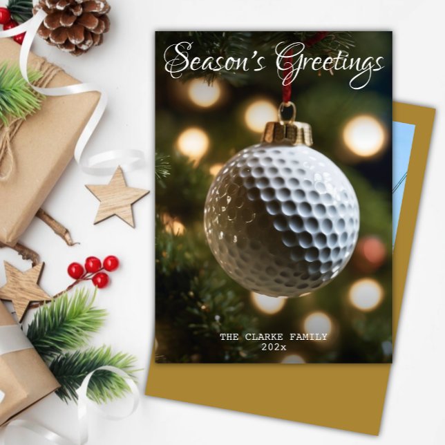 Gold Golf Season's Greetings Christmas Photo Holiday Card (Creator Uploaded)