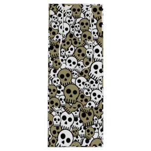 Gold Gothic Skull Pattern Print Wine Gift Bag