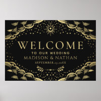 Gold Gothic Tarot Card Wedding Welcome Large Sign