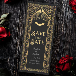 Gold Gothic Vampire Cathedral Save the Date Invitation