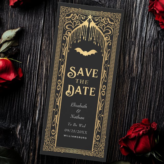 Gold Gothic Vampire Cathedral Save the Date  Invitation (Creator Uploaded)