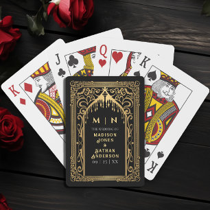 Gold Gothic Vampire Cathedral Wedding Favor Playing Cards