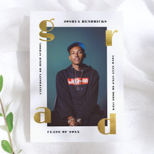 Gold Grad Bold Photo Graduation Announcement