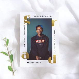 Gold Grad   Bold Photo Graduation Announcement