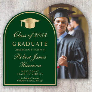 Gold Grad Cap Photo Arch Graduation Announcement