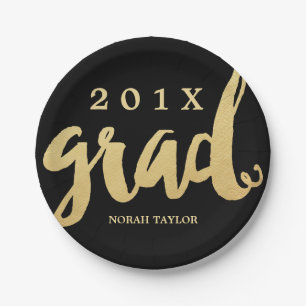 Gold Grad   Graduation Party Plates   Lg Text