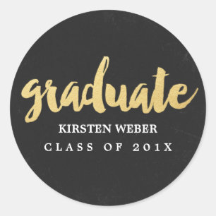 Gold Grad Graduation Sticker Labels
