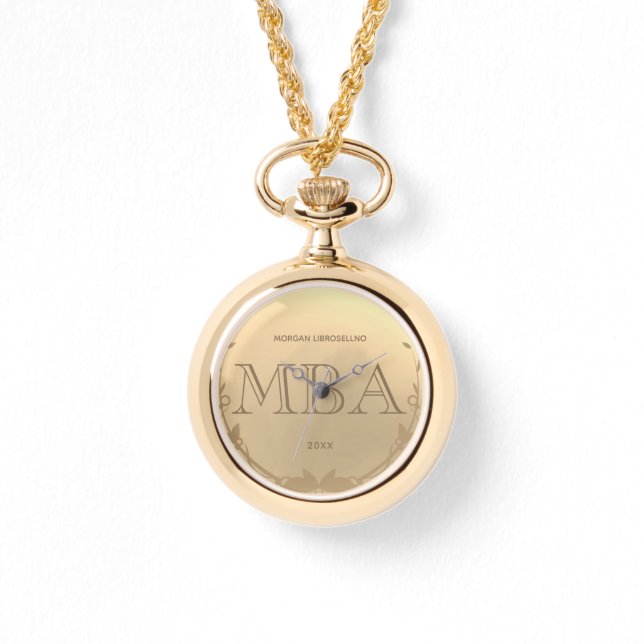 Gold Grad Name MBA Graduation Watch (Front)