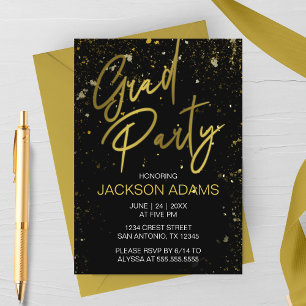 Gold Grad Party Modern Graduation Party Invitation