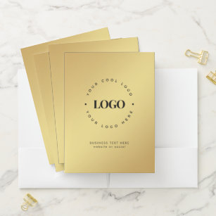 Gold Gradient Business Company Custom Logo & Text  Pocket Folder