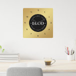 Gold Gradient Custom Logo Business Company Office Square Wall Clock<br><div class="desc">Decorate your home/office with this cool wall clock,  featuring custom logo & name. Easily add the desired logo by clicking on the "personalize" option.</div>