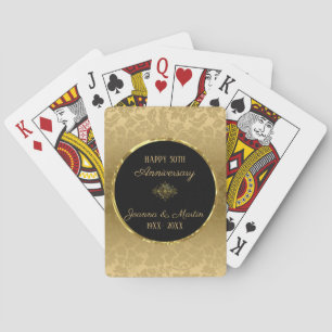 Gold Gradient Damask- Anniversary Playing Cards