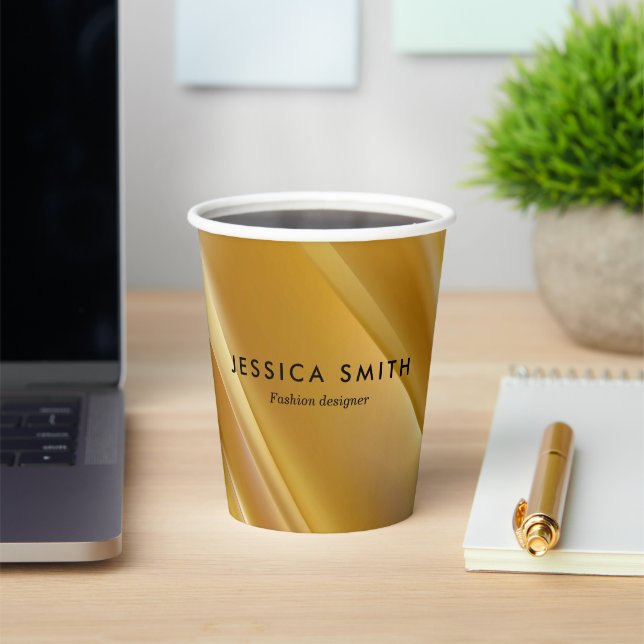 Gold gradient diagonal lines paper cups (Insitu)