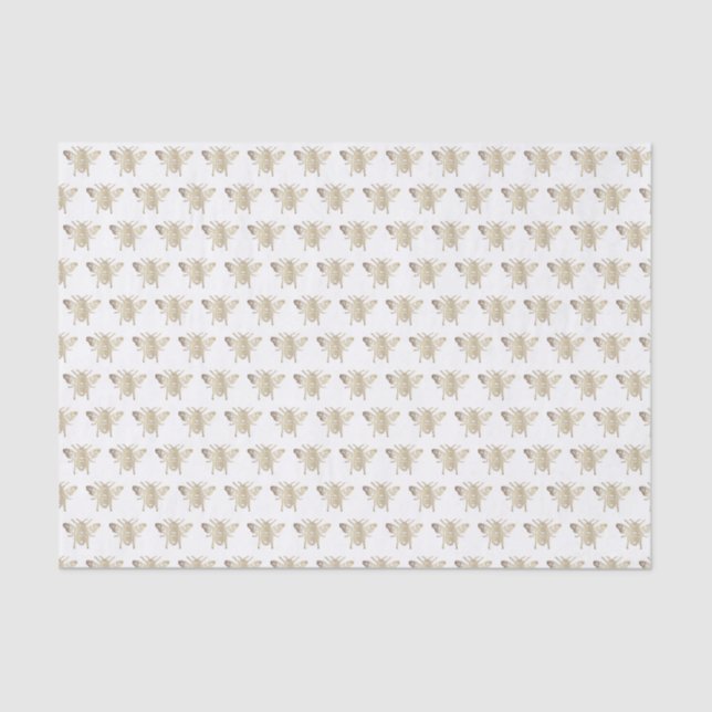 Gold Gradient Embossed-style Honeybee Pattern Tissue Paper (Front)