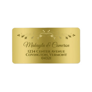 Gold Gradient & Filigree Elegant Wedding Address Label