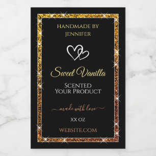 Gold Gradient Glitter Frame Black Product Labels
