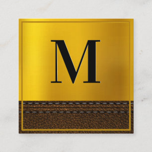 Gold Gradient Monogram   Border Square Business Card
