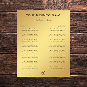 Gold Gradient Restaurant Cafe Take Out Menu & Logo