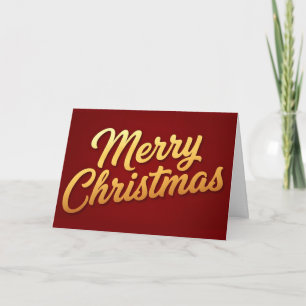 Gold Gradient Retro Script Merry Christmas Holiday Card