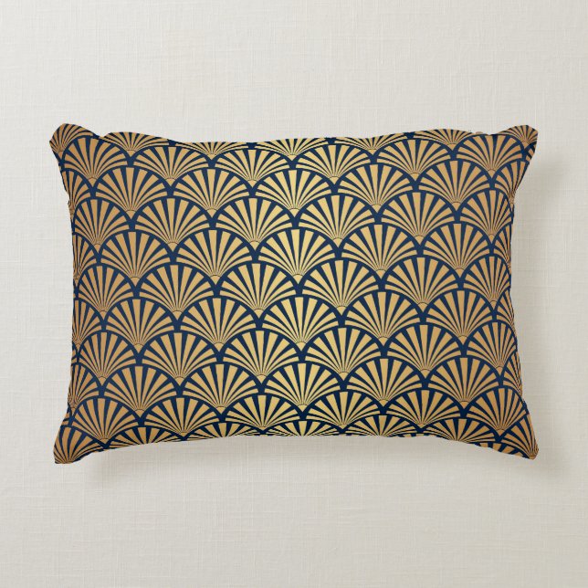 Gold Gradient: Seamless Art Deco Decorative Cushion (Front)