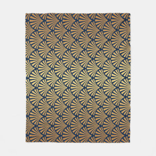 Gold Gradient: Seamless Art Deco Fleece Blanket
