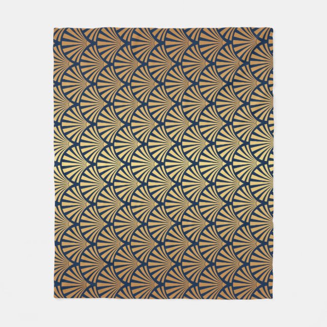 Gold Gradient: Seamless Art Deco Fleece Blanket (Front)