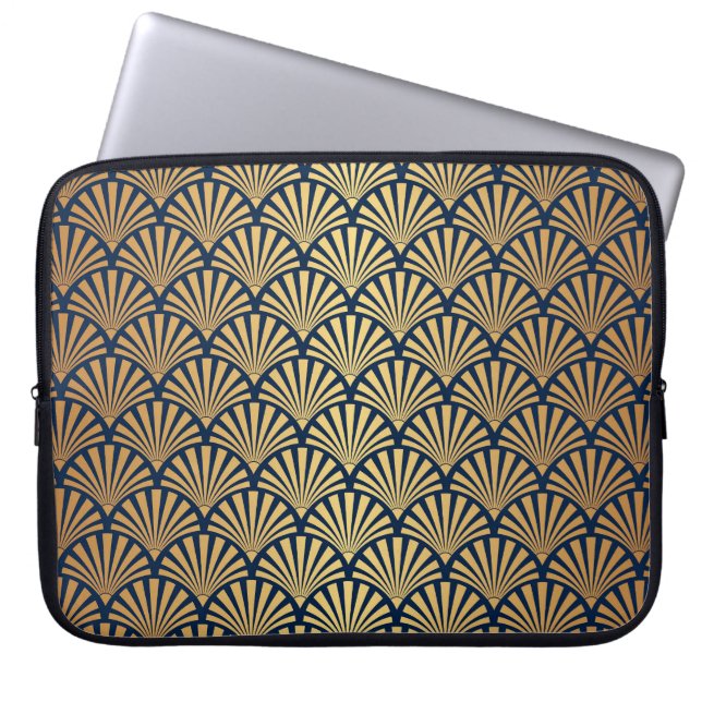 Gold Gradient: Seamless Art Deco Laptop Sleeve (Front)