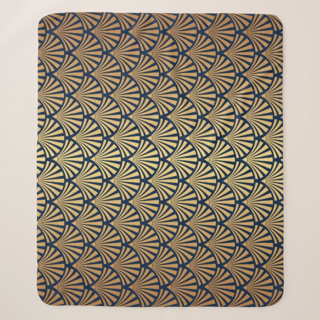 Gold Gradient: Seamless Art Deco Sherpa Blanket (Front)