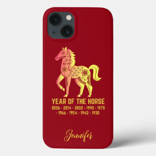 Gold Gradient Year Of The Horse Zodiac Name Red iPhone 13 Case