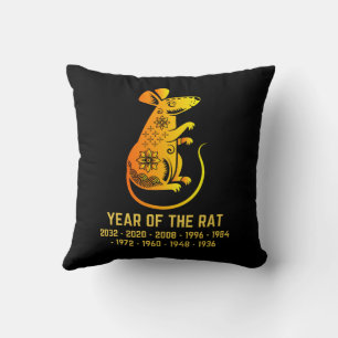 Gold Gradient Year Of The Rat Zodiac Black Cushion