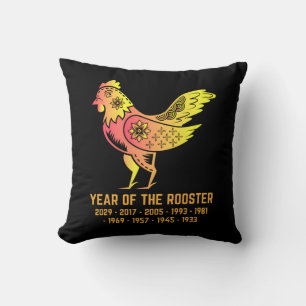 Gold Gradient Year Of The Rooster Zodiac Black Cushion