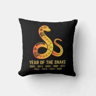 Gold Gradient Year Of The Snake Zodiac Black Cushion