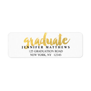 Gold Graduate   Graduation Address Label Return Address Label