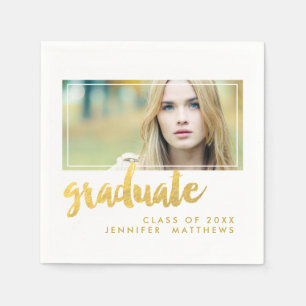 Gold Graduate Graduation Paper Napkins