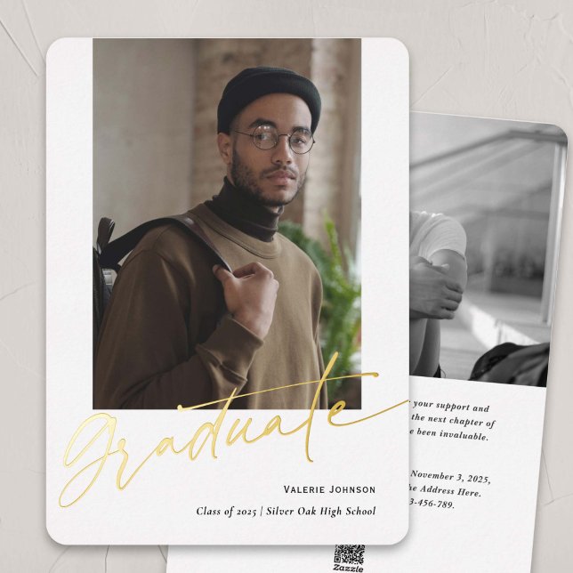 Gold graduate, modern photo graduation cards (Creator Uploaded)