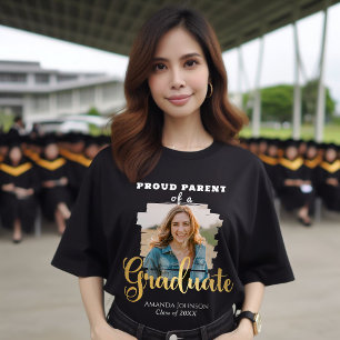 Gold Graduate Photo Proud Parent Graduation  T-Shirt