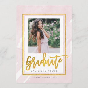 Gold Graduate Rose Watercolor Grad Announcement