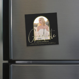 Gold Graduate Script Black Arch Photo Magnetic