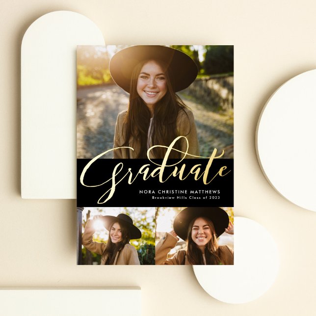 Gold Graduate three photo black graduation (Creator Uploaded)