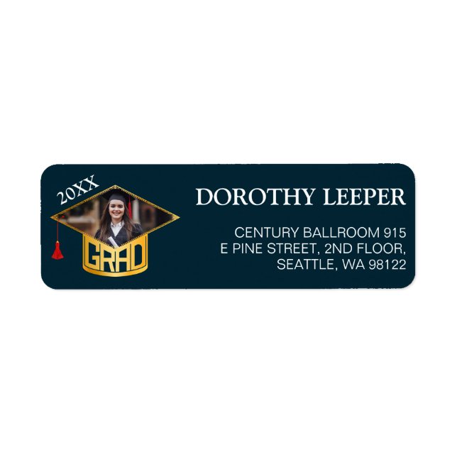Gold Graduate typography label Return Address Label (Front)