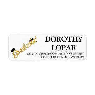 Gold Graduate typography Return Address Label