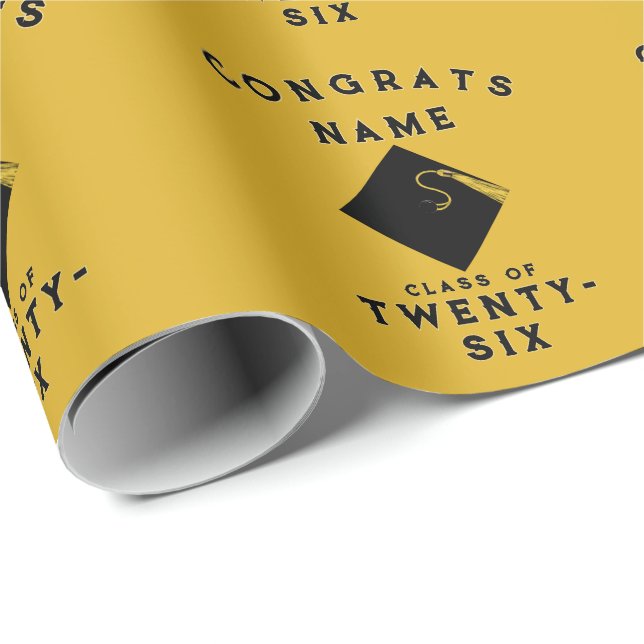 Gold Graduation 2025 Gift Wrapping Paper (Roll Corner)