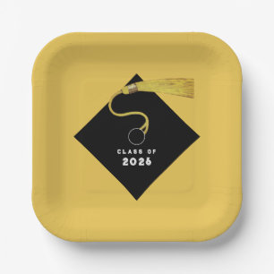 Gold Graduation 2025 Party Paper Plate